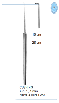 Cushing Nerve and Dura Hook, Fig. 1, 4 mm, 19 cm خطاف عصب انجليزي ماركة SNAA