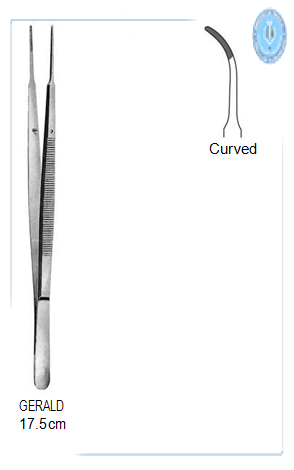 Gerald Dissecting Forceps, Curved, 17.5 cm