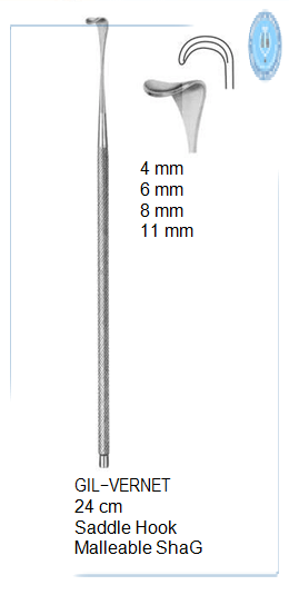 Gil-Vernet Saddle Hook, malleable shaft, 4 mm, 24 cm