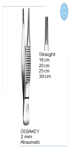DeBakey Vascular Forceps,1.5 mm, Atraumatic,25cm