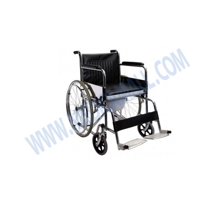 كرسي نقل مريض بقعدة تواليت نيكل wheelchair مستورد خفيف متين ويمكن طيه وحمله بسهولة