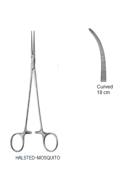 Haemostatic forceps Halstead Mosquito curved 18 cm ارتري شريانى 