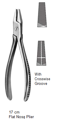 Flat Nose Plier, with crosswise groove, 17 cm