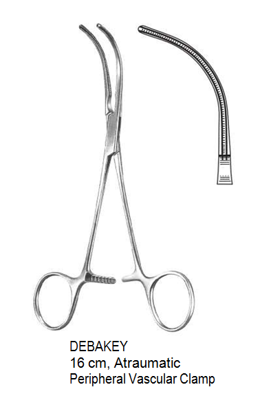 DeBakey Peripheral vascular clamp, Atraumatic, 16 cm جفت ديبكي انجليزى 