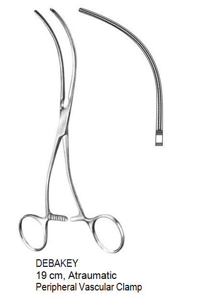 DeBakey Peripheral vascular clamp, Atraumatic, 19 cm كلامب اوعية 