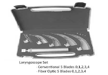 Laryngoscope Fiber optic 5 blades (0.1.2.3.4) منظار حنجرى 5 سلاح فايبر اوبتك انجليزي SNAA